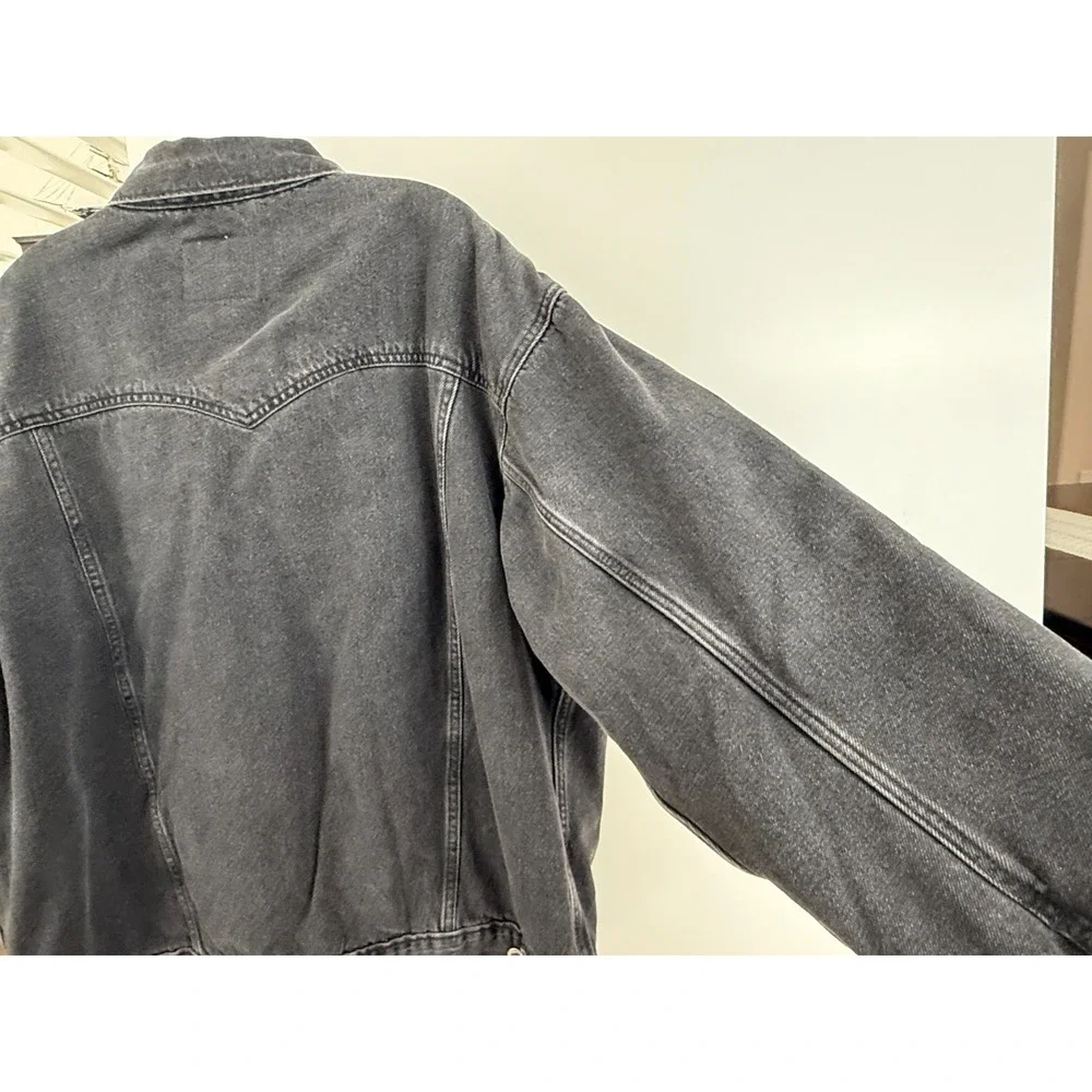 VTG 90s Levis SilverTab Mens Loose Fit Denim Trucker Jacket Washed Black XL